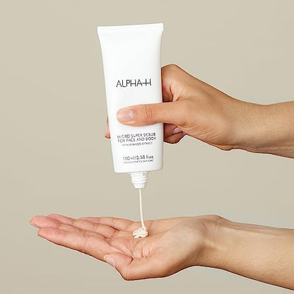 Alpha-H Super Micro Scrub – Dual-Action Face & Body Exfoliator for Oily, Combination Skin – Smooths Texture & Clears Congestion