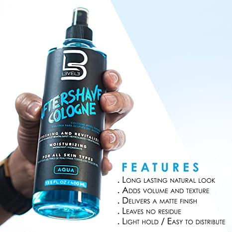 L3 Level 3 After Shave Spray Cologne - Softens Skin - Refreshes and Relieves Face and Skin - Styling Powder Included (Aqua)