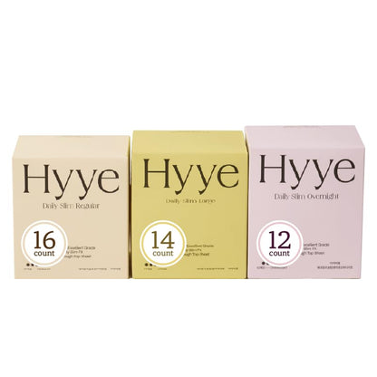 Hyye Ultra Thin Sanitary Pads Regular (16 Counts) + Large (14 Counts) + Overnight (12 Counts)