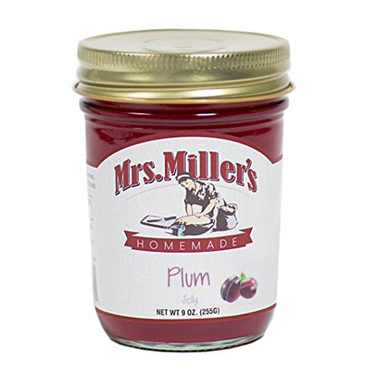 Mrs. Miller's Amish Homemade Plum Jelly, 8 oz - Pack of 2 (Boxed)
