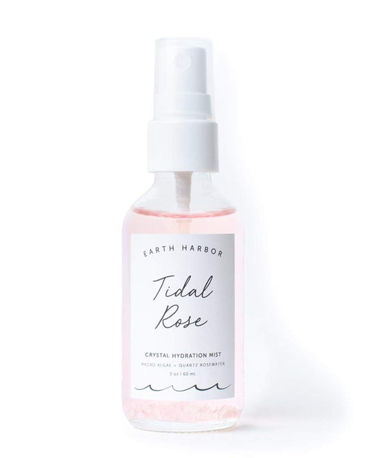 Earth Harbor | Tidal Rose Crystal Hydration Toner - Soothes Inflammation & Tones | Rose Water + Rose Quartz + White Tea | 100% Natural & Cruelty-Free | 2 fl oz