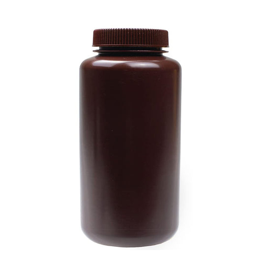 United Scientific® - Sample Containers with Lids - Amber HDPE Wide Mouth Reagent Bottle - Chemical Container - 32 oz Bottles (1000mL) Multi-Purpose Plastic Bottles with Lids, Pack of 6