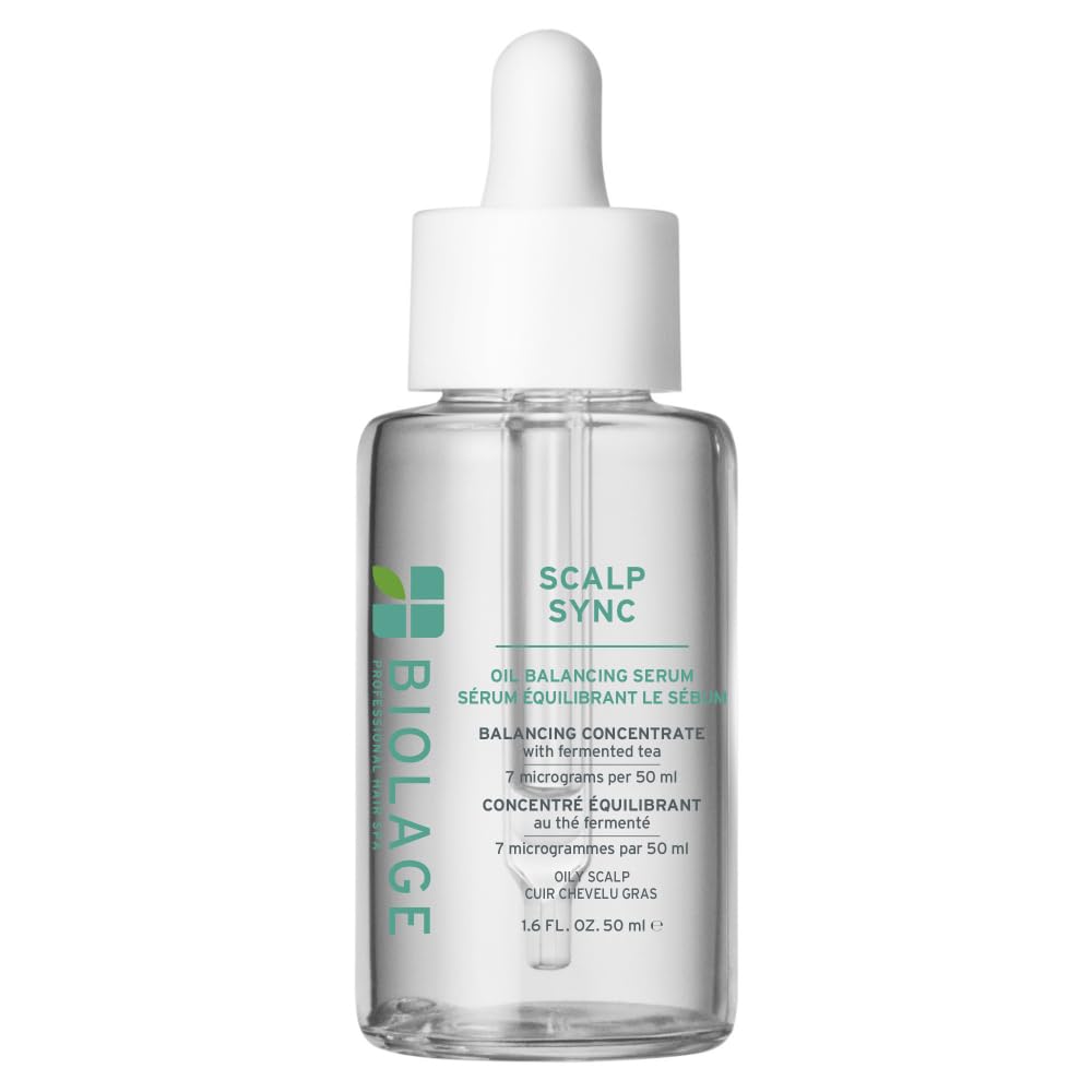 Biolage Scalp Sync Oil Balancing Hair Serum - Absorbs Excess Oil Between Washes, Leave-In Scalp Treatment, Fermented Tea Blend, Vegan, 1.6 Fl Oz