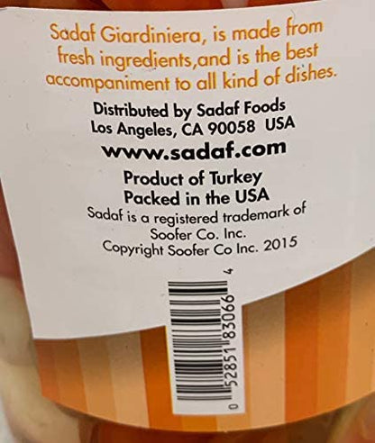 Sadaf Giardiniera Mild - Pickled vegetables in jar - Giardiniera Mix - Marinated Vegetables - Pickled Vegetable Relish - 32 oz