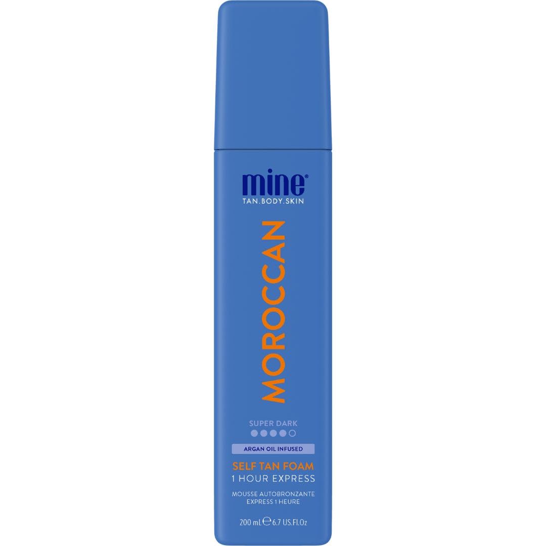 Minetan Moroccan Self Tan Foam | Tanning Treatments Collection | Super Dark Brown Skin Finish | 1 Hour Express Mousse | Ultra Deep Glow, Face & Body Fake Tanner, Argan Oil Infused | 6.7 Fl Oz