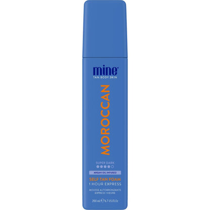 Minetan Moroccan Self Tan Foam | Tanning Treatments Collection | Super Dark Brown Skin Finish | 1 Hour Express Mousse | Ultra Deep Glow, Face & Body Fake Tanner, Argan Oil Infused | 6.7 Fl Oz