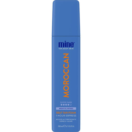 Minetan Moroccan Self Tan Foam | Tanning Treatments Collection | Super Dark Brown Skin Finish | 1 Hour Express Mousse | Ultra Deep Glow, Face & Body Fake Tanner, Argan Oil Infused | 6.7 Fl Oz