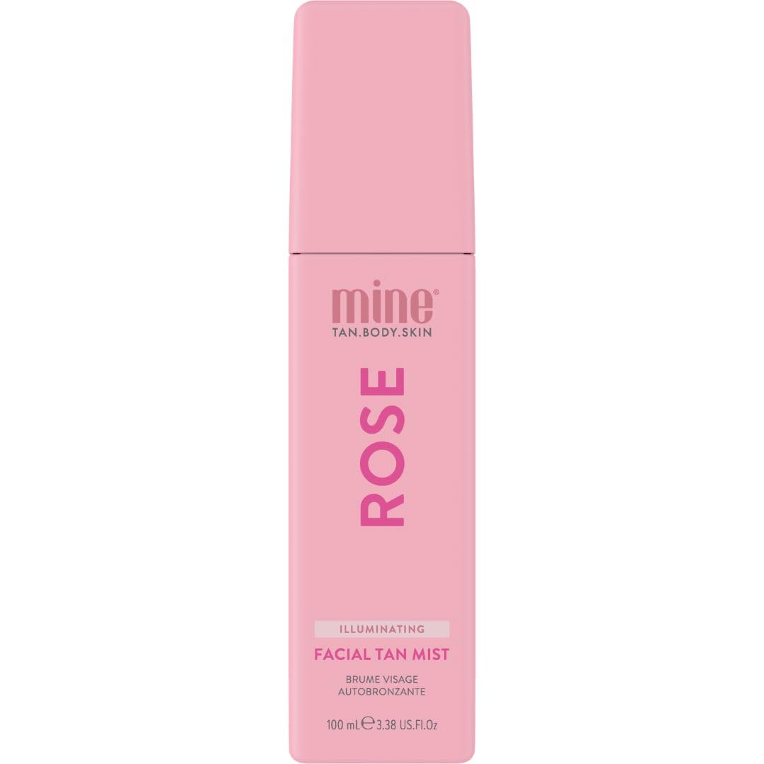 Minetan Rose Face Tan Mist | Clear Facial Self Tanning Spray | Gradual Daily Sunless Tanner, Infused | Soothing Rose Water & Vitamin C | Hydrating, Golden Glow Skin Finish | 3.38 Fl Oz