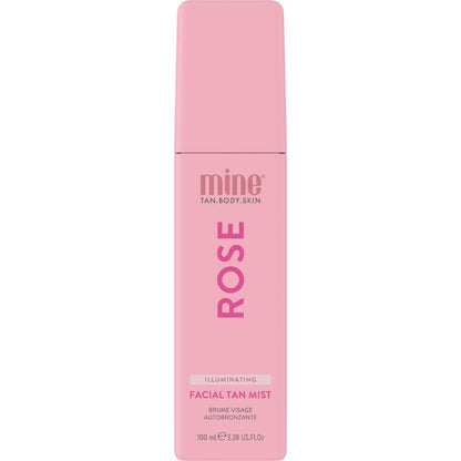 Minetan Rose Face Tan Mist | Clear Facial Self Tanning Spray | Gradual Daily Sunless Tanner, Infused | Soothing Rose Water & Vitamin C | Hydrating, Golden Glow Skin Finish | 3.38 Fl Oz