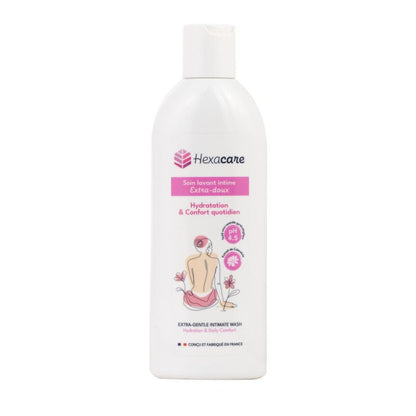 Hexacare Extra Gentle Feminine Wash – pH Balanced Intimate Cleanser for Sensitive Skin, Hydrating & Soothing, Helps with Dryness & Odor, Soap-Free, Made in France, 6.7 Fl Oz