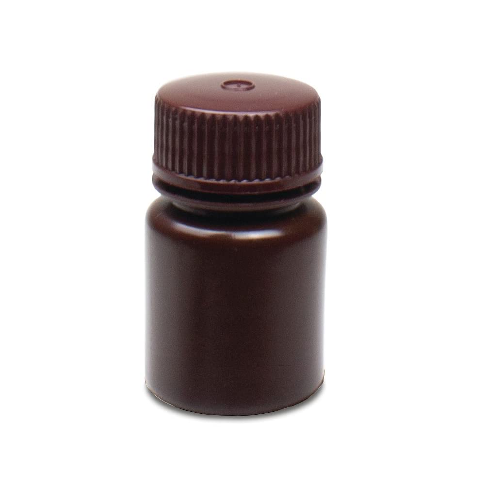 United Scientific® - Sample Containers with Lids - Amber HDPE Wide Mouth Reagent Bottle - Chemical Container - 1 oz Bottles (30mL) Multi-Purpose Plastic Bottles with Lids, Pack of 72
