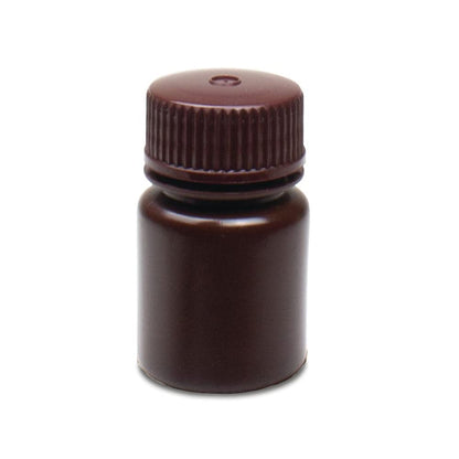 United Scientific® - Sample Containers with Lids - Amber HDPE Wide Mouth Reagent Bottle - Chemical Container - 1 oz Bottles (30mL) Multi-Purpose Plastic Bottles with Lids, Pack of 72