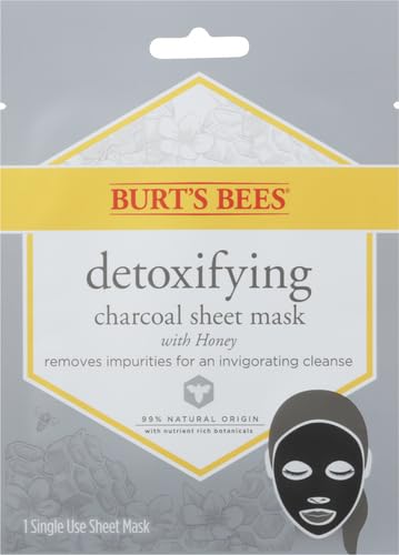 Burt's Bees Detoxifying Charcoal Facial Sheet Mask, Honey, Single Use (Package May Vary)