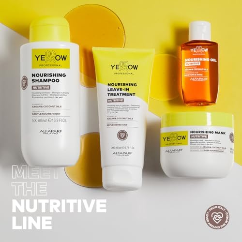 Alfaparf Milano Yellow Professional Nutritive Nourishing Leave-In Treatment for Dry Hair - Powered by Argan & Coconut Oils - Designed for Replenished Hair (6.76 fl oz / 200ml)
