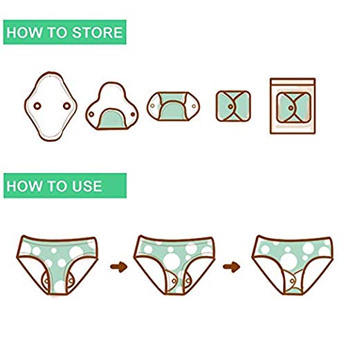 Reusable Menstrual Pads (7 in 1, 10in*7in), PHOGARY Bamboo Cloth Pad for Heavy Flow with Wet Bag, Large Sanitary Pads Set with Wings for Women, Washable Overnight Cloth Panty Liners Period Pad