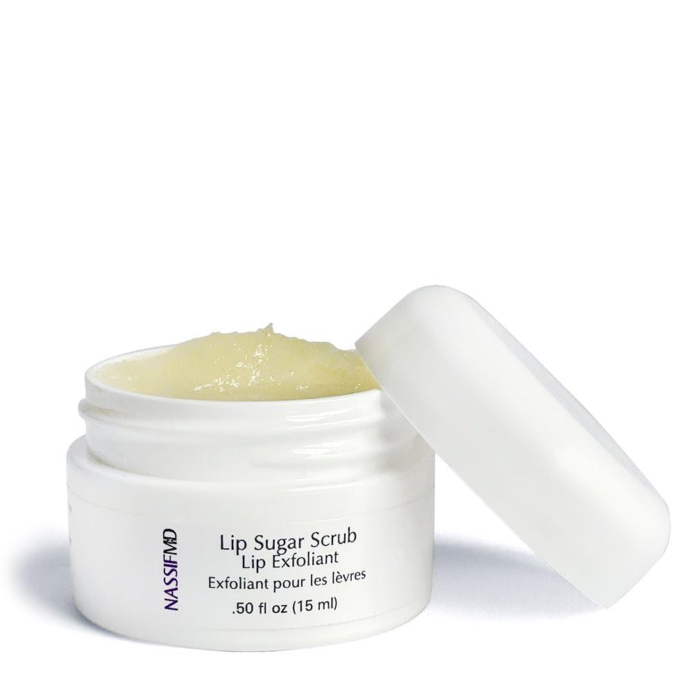 NassifMD Vanilla Lip Sugar Scrub, Moisturizer and Exfoliator, Vanilla Lip Scrub, Exfoliating Lip Scrub with Jojoba Oil, 0.50 oz