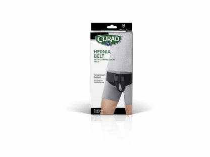 CURAD Hernia Belt with Compression Pads, Black, Medium