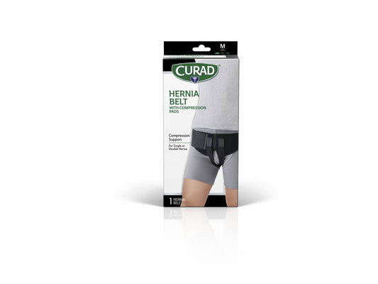 CURAD Hernia Belt with Compression Pads, Black, Medium