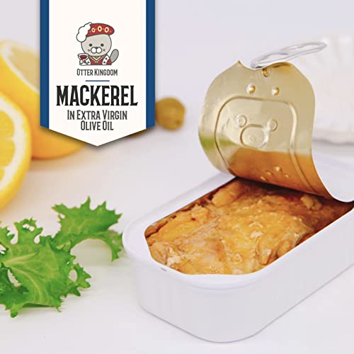 Otter Kingdom European Mackerel Fillets in Extra Virgin Olive 4oz(Pack of 12)