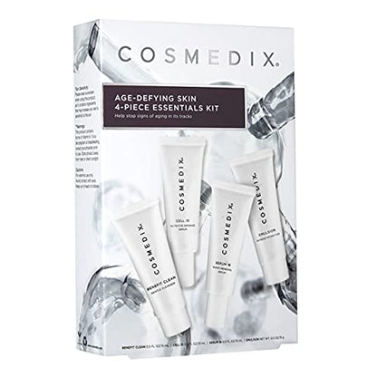 COSMEDIX Age-Defying Starter Kit Facial Skin Care Set - Includes Face Cleanser, Nutritive & Renewal Face Serum & Emulsion Intense Hydrator - Gentle Skincare for Fine Lines, Wrinkles & Dark Spots
