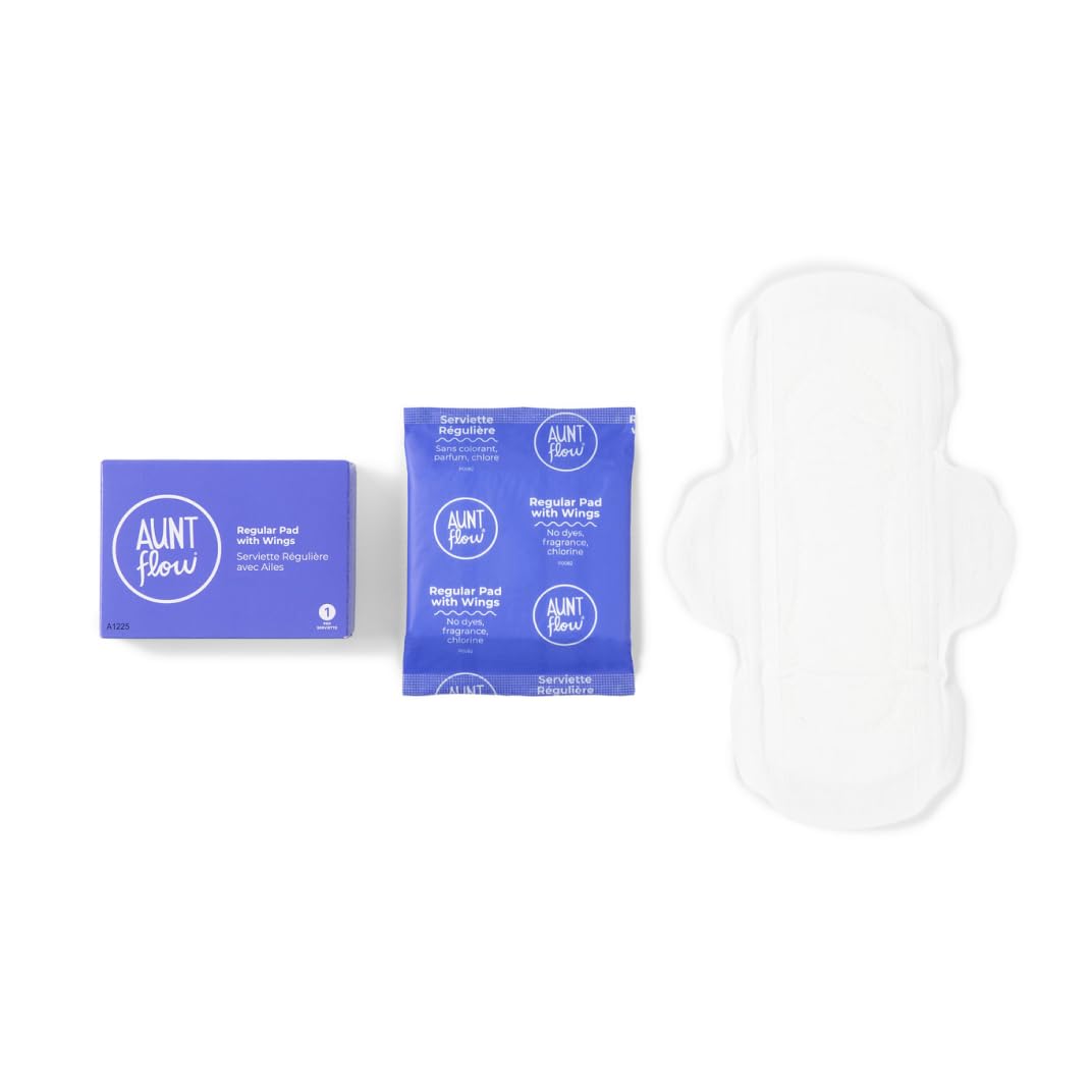 Aunt Flow #4 Vended Pad with Wings (Case of 250 Individually Boxed Napkins) Universal Fit - Regular Absorbency, Eco-Friendly