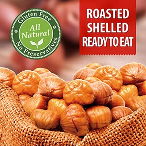 Galil Organic Roasted Chestnuts | Shelled | Ready to Eat Snack | Gluten Free, All Natural, 100% Vegan, No Preservatives | Great for Snacking, Baking, Cooking & Turkey Stuffing | 3.5oz Bags (Pack of 3)
