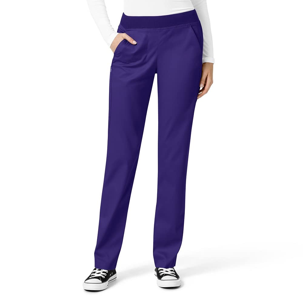 WonderWink Womens Knit Waist Cargo Medical Scrubs Pants, Grape, Medium Petite US