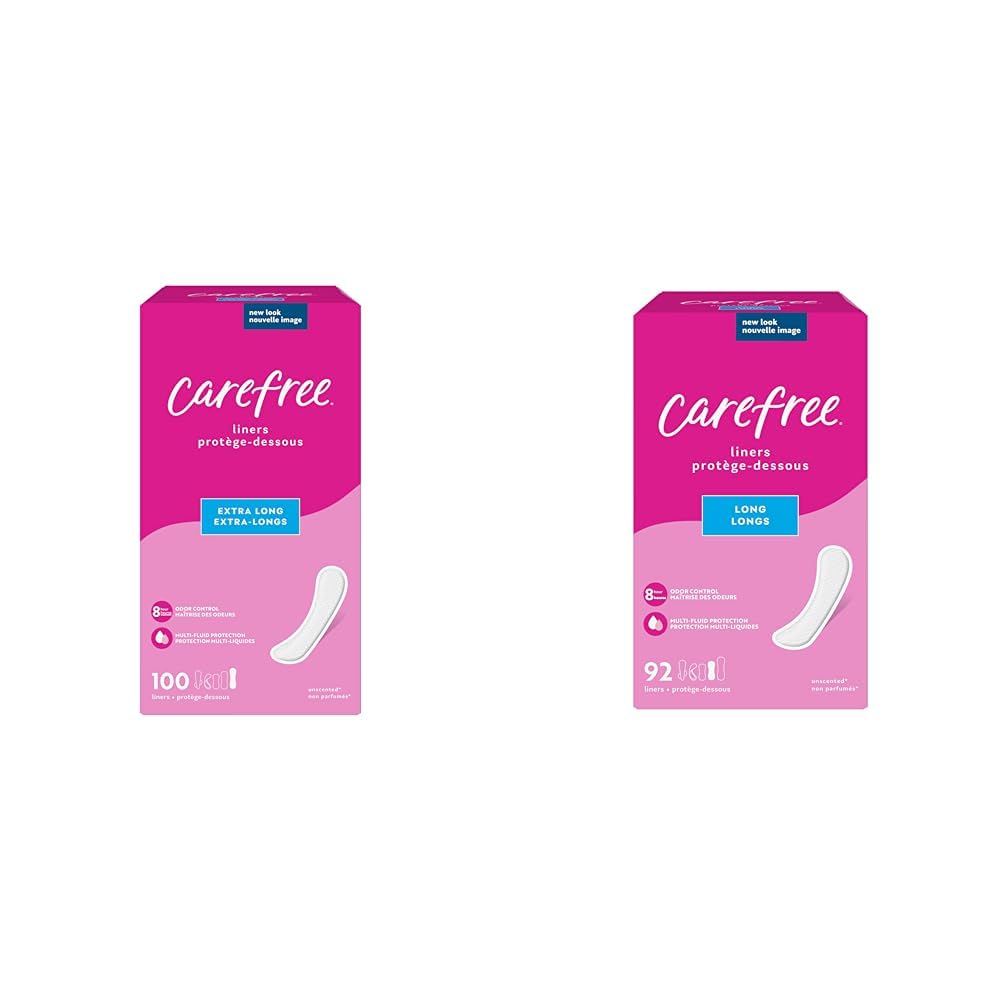 Carefree Panty Liners, Extra Long & Long, Unscented, 192ct (Packaging May Vary)