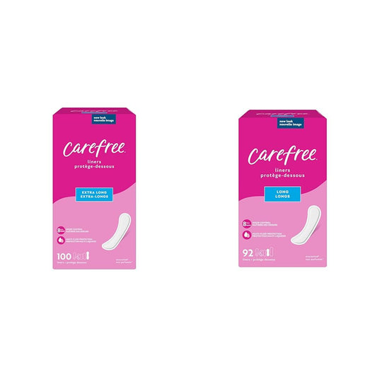 Carefree Panty Liners, Extra Long & Long, Unscented, 192ct (Packaging May Vary)