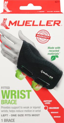 Mueller Sports Medicine Mueller Green Fitted Wrist Brace Left Hand, 0.212 Lb