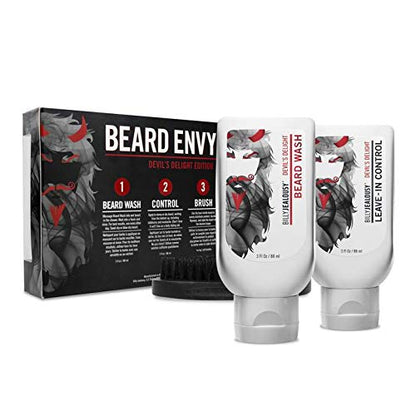 Billy Jealousy Beard Envy Facial Hair Refining Kit with Beard Wash Facial Hair Control and Boar Bristle Brush for Clean, Hydrated, Soft, Tamed Unruly Mane