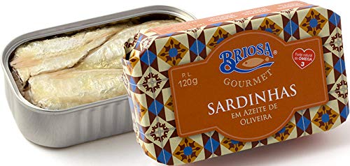 Briosa Gourmet Sardines in Olive oil - Tinned and packaged by Hand - Rich in Omega-3 - 5 tins x 120 g | Portugal