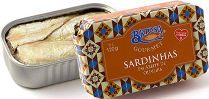 Briosa Gourmet Sardines in Olive oil - Tinned and packaged by Hand - Rich in Omega-3 - 5 tins x 120 g | Portugal