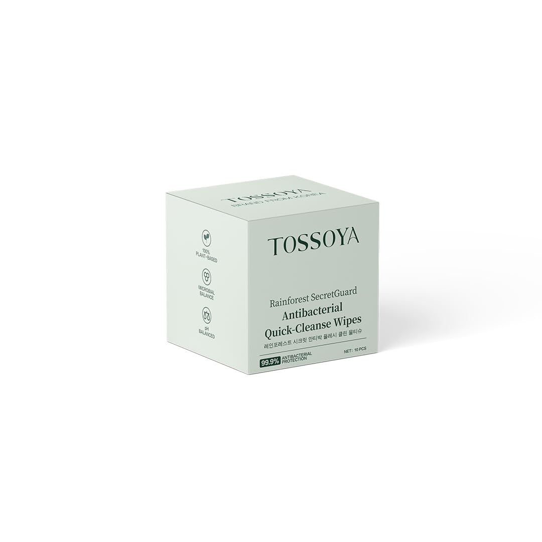 Tossoya™ Gentle Intimate Wipes - pH Balanced Feminine Cleansing Wipes for Sensitive Skin - Quick-Dry & Refreshing Daily Care - Individually Wrapped - Plant-Based Formula -10 Count (Pack of 1)