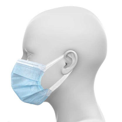 PPE201DMM001 Single Use Pullout Comfort Earloop Disposable Face Mask, Latex Free, Blue, Pack of 50