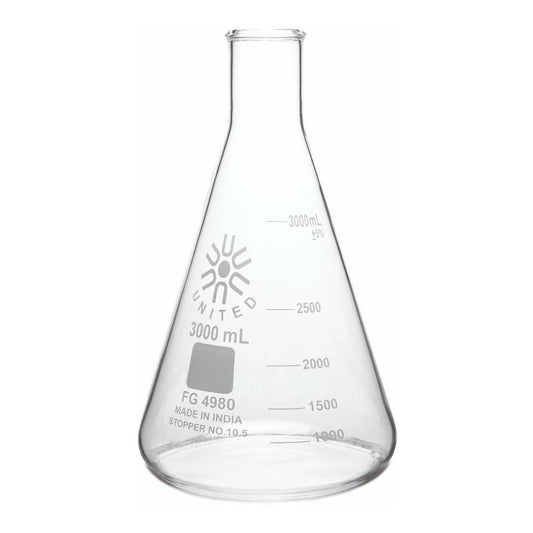 United Scientific™ FG4980-3000, 3000mL (3L) Borosilicate Glass Erlenmeyer Flask (Single)