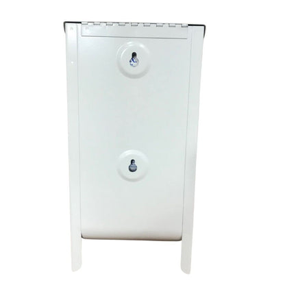 Tampon and pad Dispenser, Compact, Free Vending, White Steel Restroom Fixture