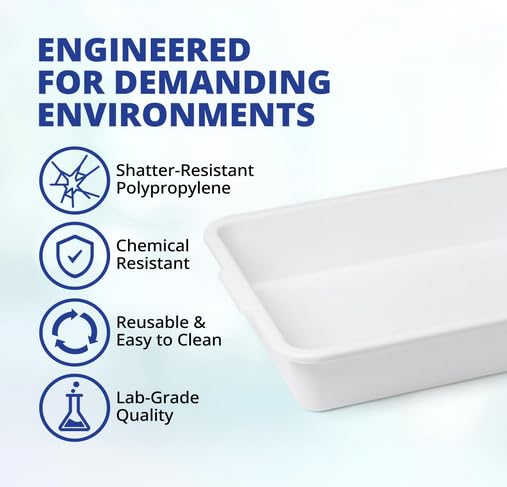 United Scientific™ Polypropylene Multi-Purpose Containment Tray - Lab Tray for Sterilizing and Drying Laboratory Supplies - Polypropylene Rectangular Plastic Tray - 20" L x 17" W x 5" H, 1 Count