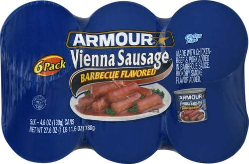 Armour Star Vienna Sausage, Barbecue Flavored, Canned Sausage, 4.6 oz (Pack of 6)