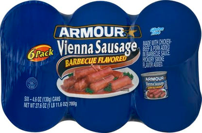 Armour Star Vienna Sausage, Barbecue Flavored, Canned Sausage, 4.6 oz (Pack of 6)