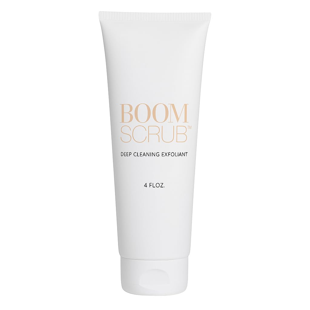BOOM Scrub Cocoa Rose Exfoliator – Gentle Exfoliating Face Scrub for Mature & Sensitive Skin – Enhances the appearance of Skin, Smooths Texture, Minimizes Pores – Hydrating Botanical Facial Cleanser