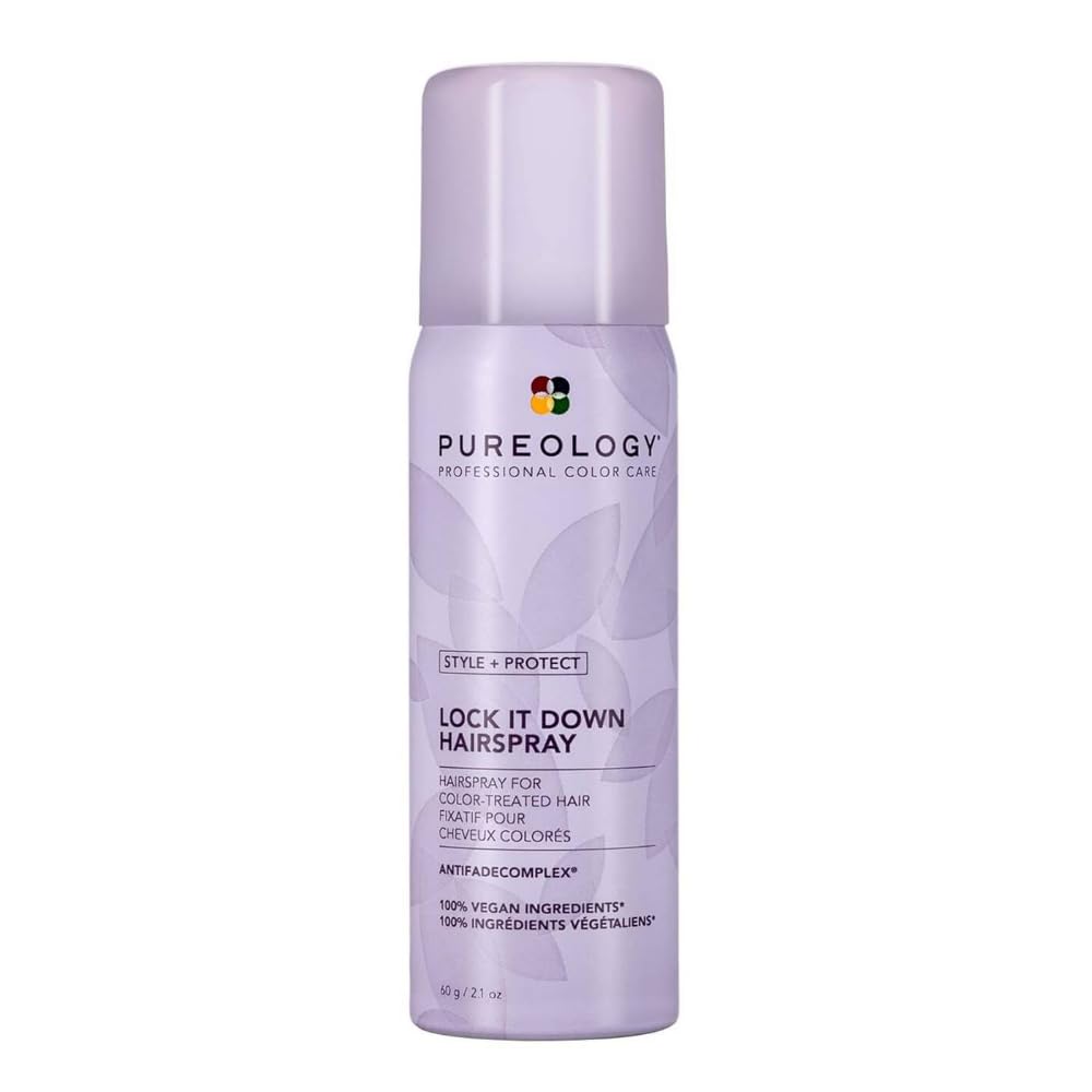 Pureology Style + Protect Lock It Down Hairspray For Color-Treated Hair - Provides Maximum Hold and Radiant Shine, Silicone-Free & Vegan