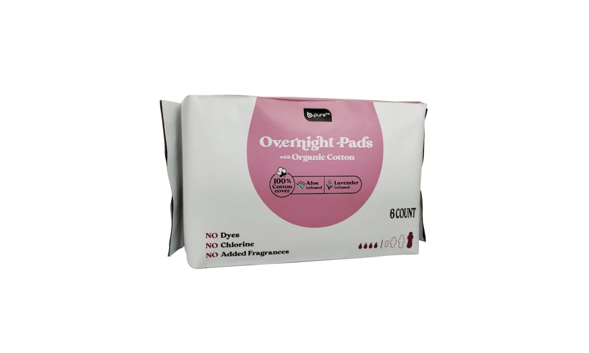 B-Pure Lavender and Aloe Infused Overnight Pads, 6 ct