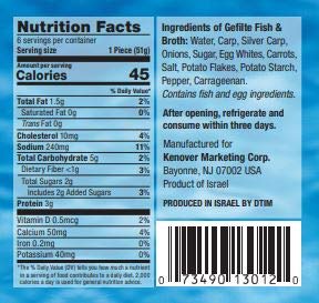 Kedem Gluten Free Israeli Style Gefilte Fish 24oz (2 Pack) No MSG, No Egg Yolk, No Matzo Meal, Nothing Artificial