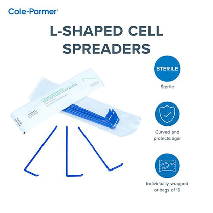 Argos C4050 Polypropylene Sterile Disposable Blue L-Shaped Cell Spreaders (Case of 500)