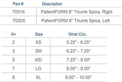 United Ortho 70323 PatientFORM 8" Left Thumb Spica Splint, Small