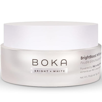 Boka Teeth Whitening BrightBoost Powder - Nano Hydroxyapatite, Appropriate for Sensitive Teeth, Whitening - Toothpaste Alternative with Essential Oils, Has Probiotics, Multivitamins & Aloe