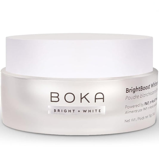 Boka Teeth Whitening BrightBoost Powder - Nano Hydroxyapatite, Appropriate for Sensitive Teeth, Whitening - Toothpaste Alternative with Essential Oils, Has Probiotics, Multivitamins & Aloe