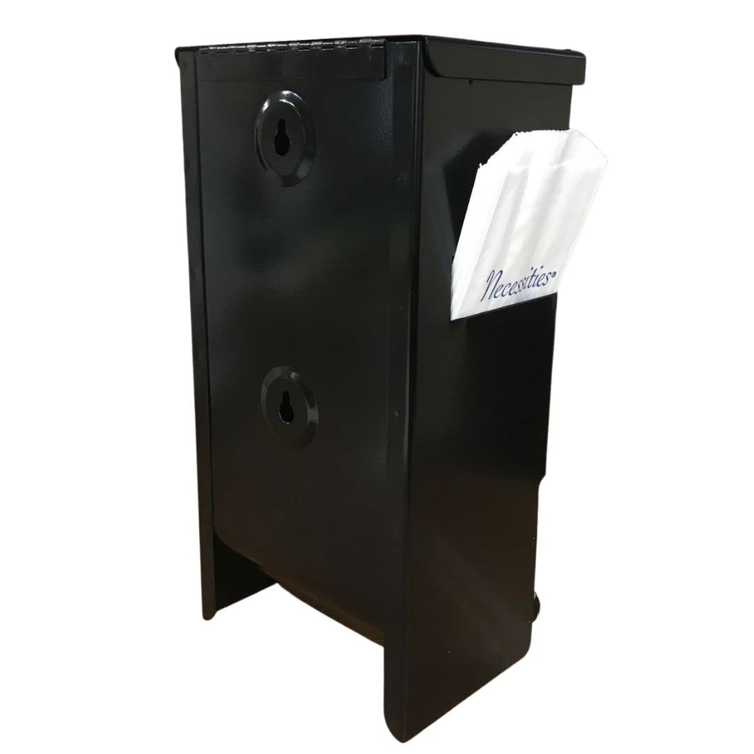Sanitary Napkin and Tampon Dispenser, pre-Filled - Compact Version, SD7000BK-PF Free Vending Black Metal