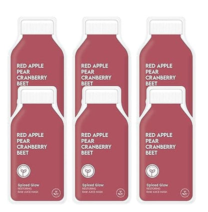 ESW Beauty Spiced Glow - Restoring Raw Juice Face Mask (6-Pack) – Red Apple, Pear & Cranberry Face Mask for Dull, Uneven & Aging Skin – Illuminates, Restores & Replenishes